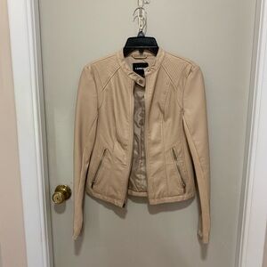 NWOT Express Beige Faux Leather Moto Jacket